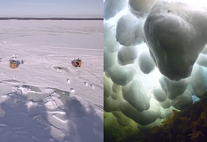 Белое море с воздуха и подо льдом